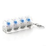 RGB Klavye Fidget Oyuncak Anahtarlık, 4 Düğmeli ve Renkli LED Işıklı, Stres Giderme, Evde Odaklanma ve Eğlence için Taşınabilir ABS Clicker, Ofis, (Şeffaf beyaz)