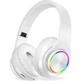 Rgb Kulaküstü Bluetooth 5.0 Kulaklık LED Işıklı Mikrofonlu Kablosuz Kulaklık Oyun Müzik Şık Tasarım - Beyaz