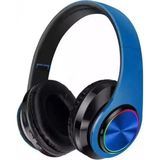 Rgb Kulaküstü Bluetooth 5.0 Kulaklık LED Işıklı Mikrofonlu Kablosuz Kulaklık Oyun Müzik Şık Tasarım - Mavi