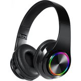 Rgb Kulaküstü Bluetooth 5.0 Kulaklık LED Işıklı Mikrofonlu Kablosuz Kulaklık Oyun Müzik Şık Tasarım - Siyah