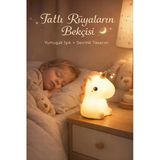 Rgb Led Sevimli Unicorn Çocuk Odası Gece Masa Lambası Renk Değiştiren Yumuşak Silikon Usbli Şarjlı