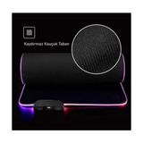 Rgb Mouse Pad 80X30 Cm, 4 mm Kalınlık, Parlak Su Geçirmez Yüzey, Oyuncu Gaming Xxl Mausepad, 14 Farklı Renk Modu (Parlak Siyah) - Option-1 - 0002 - Beyaz