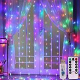 RGB Multicolor 300 Ledli 3x3 mt 10 Sarkıt Perde Led Işık 8 Fonksiyon Uzaktan Kumandalı Lamba