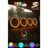 RGB Neon LED Hoparlör Kapağı Seti – 4'lü 16cm | RF Kumandalı | 12V & 24V Uyumlu