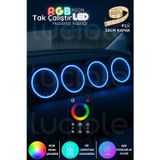 RGB Neon LED Hoparlör Kapağı Seti – 4'lü 20cm | RF Kumandalı | 12V & 24V Uyumlu