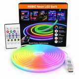 Rgbıc Neon Led Şerit 5 Metre 5V Usb Bluetooth Uygulama Kontrollü 156 Led/M Ip65 Suya Dayanıklı Renkli Oda Tv Masa Gamer Dekor Aydınlatma Seti