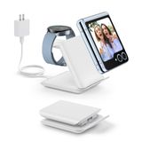 RGBTRON Samsung için Hızlı Kablosuz Şarj Cihazı - 2'si 1 Arada Katlanabilir Seyahat Şarj İstasyonu, Samsung Galaxy Z Flip ve Motorola Razr+ ile Uyumlu (Adaptör PD 20watt Dahil)
