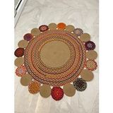 RGS Handmade 438 Hasırjut Renkli Yuvarlak Örgü Halı 150 X 150 Cm Çok Renkli