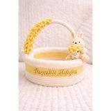 RH GALAXİ TEKSTİL İsimli Hoşgeldin Meleğim Hasır Bebek Sepeti – Hastane Çıkışı, Baby Shower, Mevlid ve Hediye Sunum i