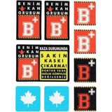 Rh+ (Pozitif) Kaskımı Çıkartma Yazılı 7 Parçalı Reflektif Kan Grubu Sticker Seti