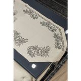 Rh Rosehan Doğal Pamuk Keten Runner (45X145 Cm) El Baskılı Şık Tasarım