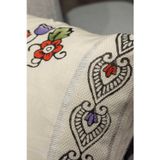 Rh Rosehan El Yapımı %100 Pamuk Keten Runner Ve Kırlent Seti (45X145 Cm Runner & 40X40 Cm Kırlent Kılıfları)
