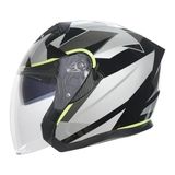 Rhkc 528 Çenesiz Vizörlü Yazlık Kask Siyah/gri/neon Sarı - XL