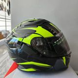 Rhkc Çene Açılır Kask Vizörlü Parlak Siyah Sarı L