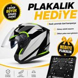 Rhkc Güneş Vizörlü Açık Yazlık Kask + Plakalık - Sarı