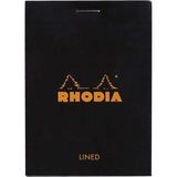 Rhodia Classic Üstten Zımbalı A7 Çizgili Defter Black