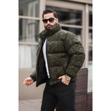 Rhones Erkek Dik Yaka Kışlık Flok Mont - Haki - XL