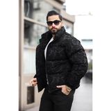 Rhones Erkek Dik Yaka Kışlık Flok Mont - Siyah - 2XL