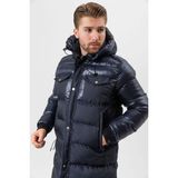 Rhones Kapüşonlu Uzun Erkek Şişme Mont - 2XL - Lacivert
