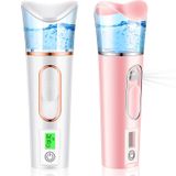 Riakrum 2 adet kullanışlı nano sis püskürtücü, cilt analiz cihazı, nem test cihazı, taşınabilir nano yüz buharı, mini yüz buharlayıcı, elde tutulan atomizasyon, kirpik uzatma, cilt bakımı için USB ile şarj edilebilir, beyaz, pembe
