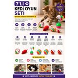 rianka 7'li İnteraktif Kedi Oyuncak Seti - Hacıyatmaz Oyuncak, Hareketli Fare Oyuncağı, Peluş Sesli Fare, Zilli Oyun Topu, Sünger Gökkuşağı Top