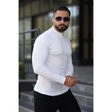 Ribac Erkek Yarım Boğazlı Triko Kazak Beyaz