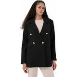 Ribana Classic Kadın Astarlı Kol Detaylı Düğmeli Büyük ve Normal Beden Blazer Ceket -C409 - 38 - Siyah