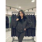 Ribana Classic Kadın Kürk Yaka Detaylı Içi Astarlı Çift Cepli Omuzları Kemerli Beli Lasitkli Ceket Görünümlü Kaban 4901 - Siyah