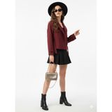 Ribana Classic Kadın Kuşak Detaylı Kol Manşetli Kısa Kaşe Ceket 4882 - Bordo