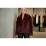 Ribana Classic Kadın Şal Yaka Içi Astarlı Çıtçıt Kapamalı Premium Suni Kürk Ceket Görünümlü Kaban D99828 - 38 - Bordo