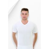 Ribana Erkek V Yaka Yarım Kol Atlet-%100 Pamuk Beyaz 2XL