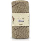 Ribbon Polyester Ip 200 gr Polyester Ribbon Makrome Ipi (Simli Sütlü Kahve) - Standart