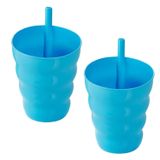 Rica Ederim Renkli Dekoratif Pipetli Bardaklar 300ml Şık Tombul Temalı Bardak Cute Meyve Suyu Jar Kavanoz Bardağı Plastik Seçmeli Sevimli BPA FREE (2 ADET MAVİ)