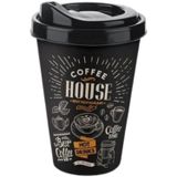 Rica Ederim Unisex Coffee Cup French Press Filtre Kahvesi Bardağı Meşrubat Bardağı Plastik Termos Mug Yıkanabilir Çok Amaçlı 400ml Dekoratif Bardak (Coffee House)