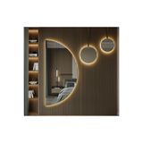 RİCAS DESİGN Led Işıklı Yarım Daire Banyo Ve Konsol Aynası 120x60 / TRAFOLU ELEKTRİĞE BAĞLANABİLİR
