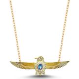 Ricco Jewellery 14 K Gold Kaplama 925 Ayar Gümüş Akuamarin Kombin Kolye