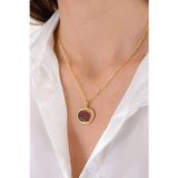 Ricco Jewellery 14 K Gold Kaplama 925 Ayar Gümüş Antik Cam Baskı Arı Kolye
