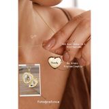 Ricco Jewellery 14 K Gold Kaplama 925 Ayar Gümüş Kişiye Özel Kalp Kapaklı Fotoğraflı Kolye