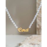 Ricco Jewellery 14 K Gold Kaplama 925 Ayar Gümüş Organik İnci İsim Kolye