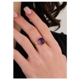 Ricco Jewellery 14 K Gold Kaplama 925 Ayar Gümüş Ultra Temiz Doğal Ametist Antik Yüzük