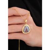 Ricco Jewellery 14 K Gold Kaplama 925 Ayar Gümüş Ultra Temiz Doğal Kalsedon Kolye