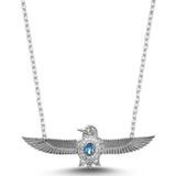 Ricco Jewellery 14 K White Gold Kaplama 925 Ayar Gümüş Akuamarin Kombin Kolye