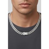 Ricco Jewellery 14 K White Gold Kaplama 925 Ayar Gümüş Miami Cuban Choker Kolye