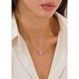 Ricco Jewellery 14 K White Gold Kaplama 925 Ayar Gümüş Pembe Kuvars Kalp Kolye - Işıklı Kutuda Gönderim