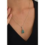 Ricco Jewellery Doğal Firuze Taşlı El İşi Gümüş Kolye • Burç Taşı • Üçgen Doğal Turkuaz Kolye • Ona Hediye