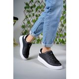 Riccon 0012156 Beyaz Siyah Cilt Kadın Sneaker Ayakkabı