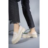 Riccon 0012920 Bej Kadın Loafer Ayakkabı