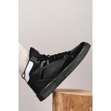 Riccon Erkek Comfort Sneaker Bot Siyah - Füme Düz Topuklu Ortapedik İç Taban Özellikli