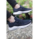 Riccon Erkek Sneaker Ortopedik İç Taban 1. Sınıf Malzeme Koku ve Terleme Önleyici Bağcıklı Spor Ayakkabı - Lacivert - Beyaz