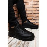 Riccon Erkek Sneaker – Ortopedik İç Taban, Koku ve Terleme Önleyici Poliüretan Tabanlı Bağcıklı Spor Ayakkabı - Siyah